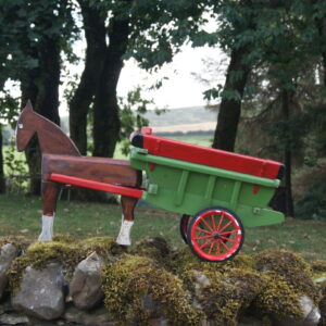 Toy wooden horse and cart